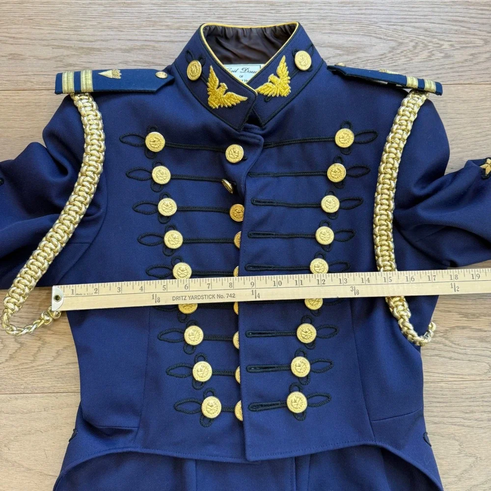 Gail Dauer USMC Military‎ Tailcoat Jacket Blue Wool Gold Braid Embroidery 34XS-T